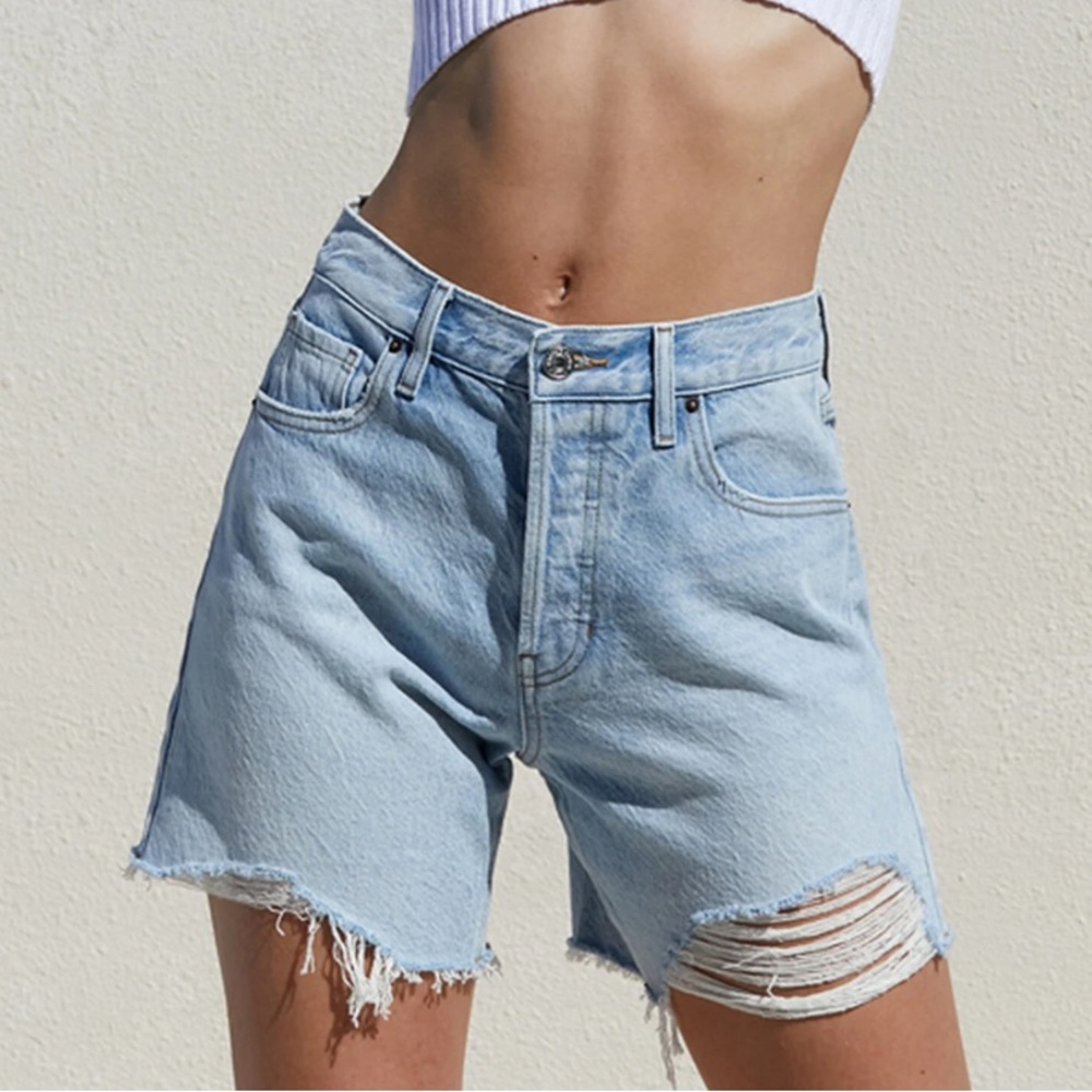 PacSun Eco Light Indigo Ripped High Waisted Relaxed Jorts Shorts